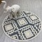 Homeroots 4 ft. Round Gray & Cream Geometric Area Rug 396178 - alternate 2